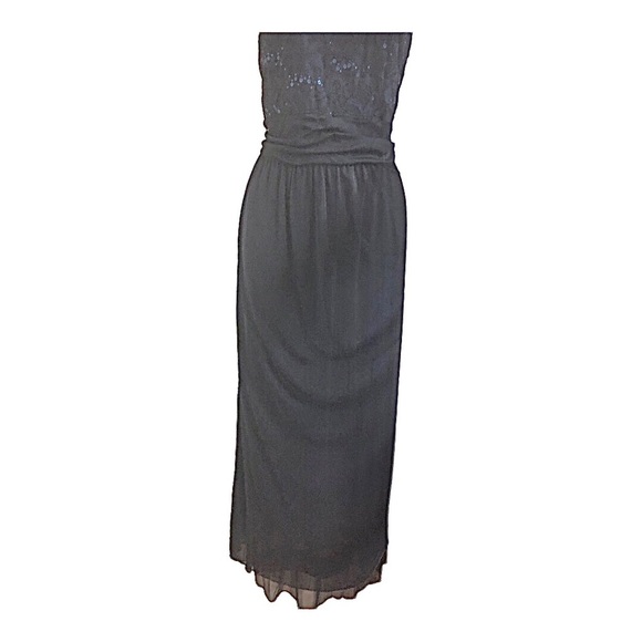 Dark blue sequin halter sheer chiffon faux wrap maxi evening dress gown size 10 - Picture 10 of 15